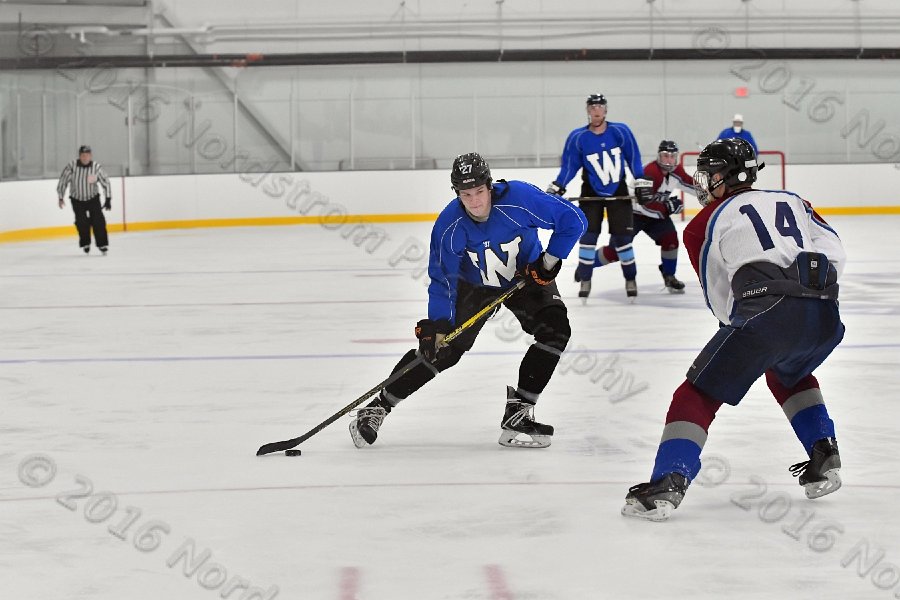 Wheaton College Men\'s Ice Hockey vs Middlesex Community College. - Photo By: KEITH NORDSTROM
